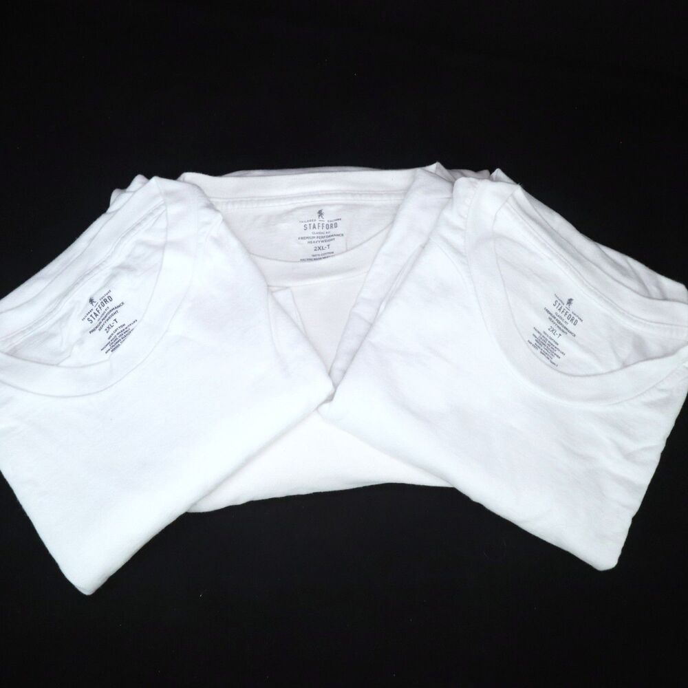 Stafford White Cotton Crew Neck T-shirts Set of 3 Size 2XL-T